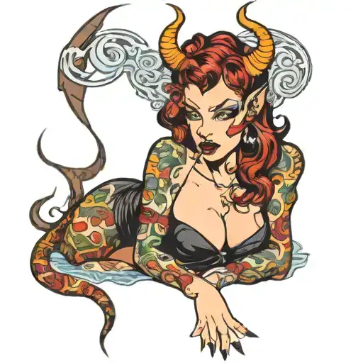 devil pinup tattoo design idea