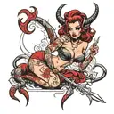 devil pinup tattoo design idea
