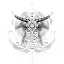 combination of aquarius and taurus zodiac glyphs. tattoo design idea
