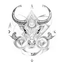 combination of aquarius and taurus zodiac glyphs. tattoo design idea