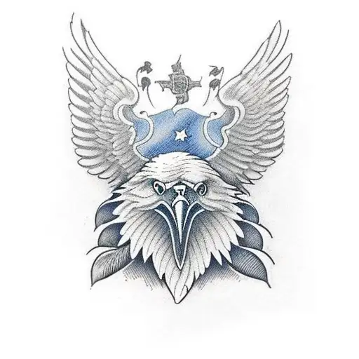 eagle with it's wings spread open and has the head of a bear. The design should be cemetrical  tattoo design idea