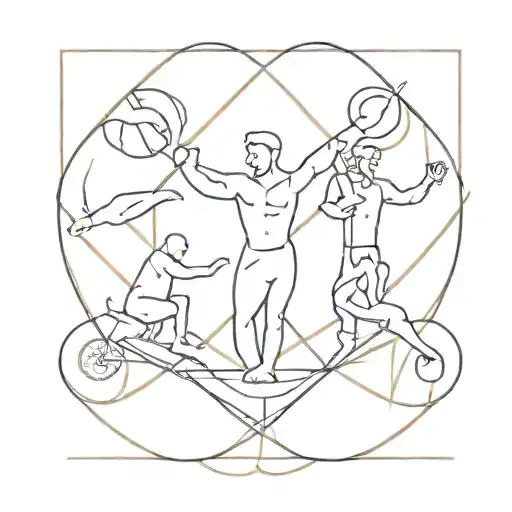 Abstract design combining the concepts of Crossfit, family, and living with passion tattoo design idea