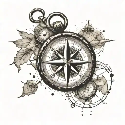 Incorporate elements of a compass and map into a tattoo representing your love for adventure and exploration, with your family's initials hidden within the design tattoo design idea