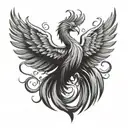 Design a tattoo showcasing a phoenix rising from the ashes, symbolizing your passion for life and ability to overcome challenges tattoo design idea