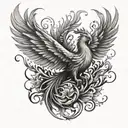 Design a tattoo showcasing a phoenix rising from the ashes, symbolizing your passion for life and ability to overcome challenges tattoo design idea