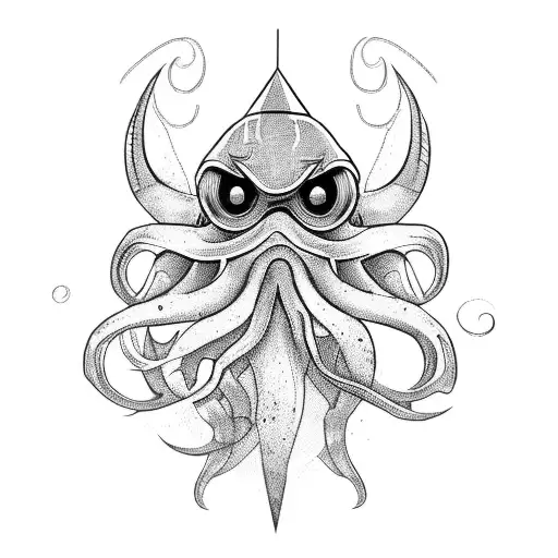 darkstyle squid tattoo design idea