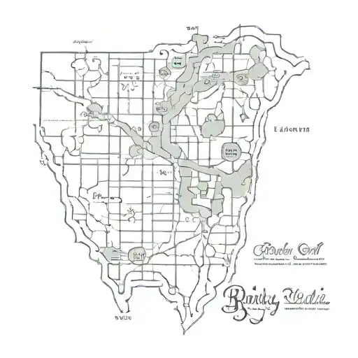 A sketch tattoo of a vintage Brooklyn map with snarky annotations in the margins tattoo design idea