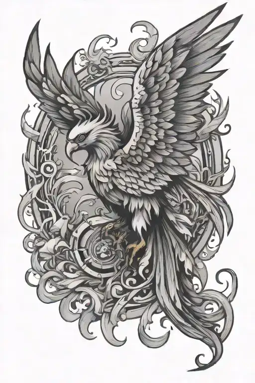 alchemist phoenix tattoo design idea
