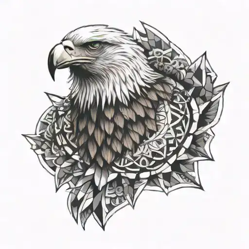 an eagle with geometric shapes mandalas and tattoo design idea