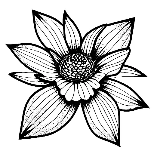 clementine flower with geometric line work tattoo design idea
