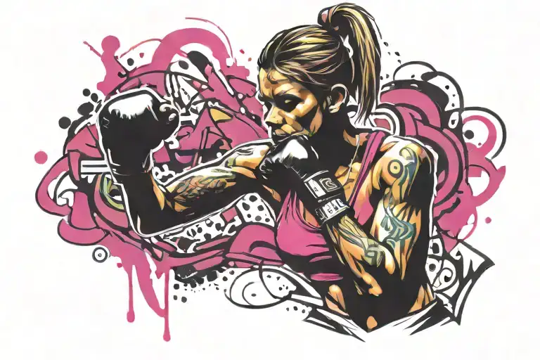 boxer girl tattoo design idea