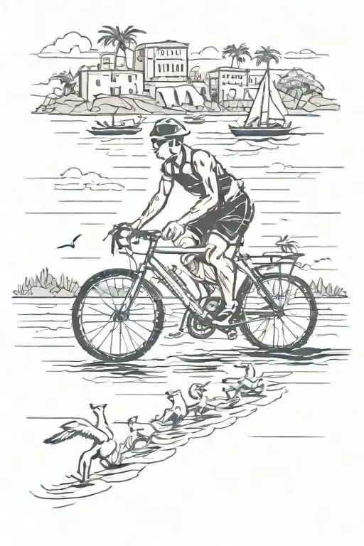 swim, bike, run, nile river, pera, nature, freedom, living tattoo design idea