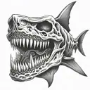 shark jaw skull tattoo design idea
