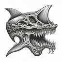 shark jaw skull tattoo design idea