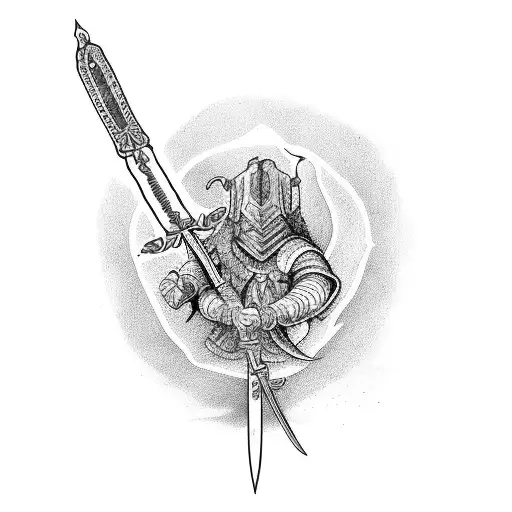 Eowyns sword with the flowers from rohan and a script that says "I am no man" tattoo design idea