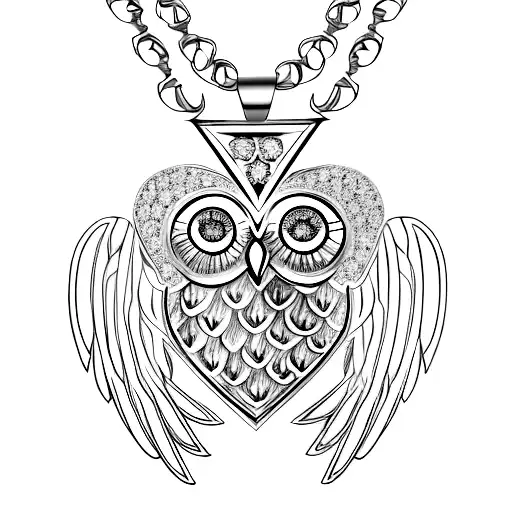 A powerful alpha owl with its talons clutching a heart-shaped locket, symbolizing the deep love and connection you shared with your grandma. tattoo design idea