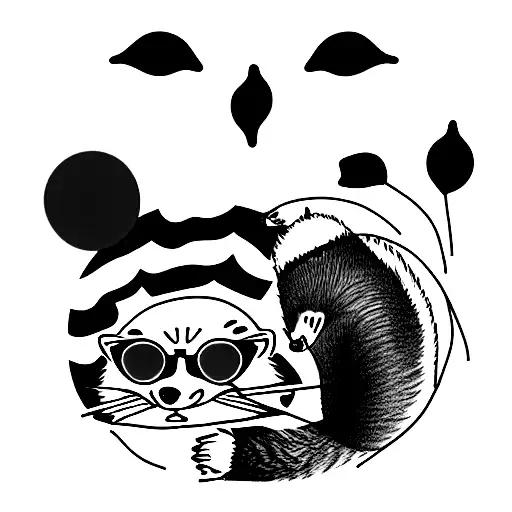 red panda and raccoon with shades tattoo design idea