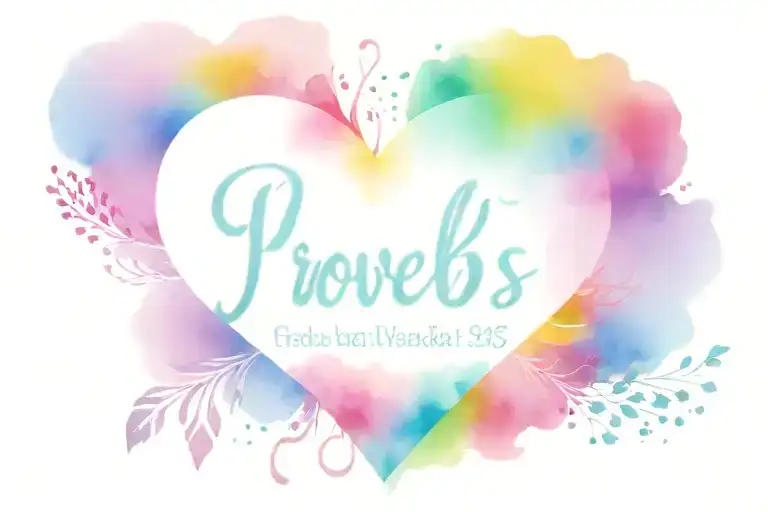 rainbow heart that says proverbs 3:5-8 and has light rays coming from the heart tattoo design idea