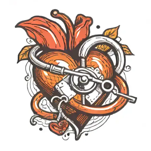 heart and stethoscope wrapped tattoo design idea