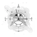 eyes above galaxy and sand clock and infinity symbol tattoo design idea