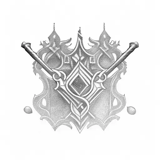 medieval flail weapon tattoo design idea