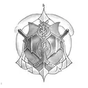medieval flail weapon tattoo design idea