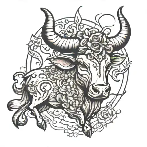 taurus zodiac sign and unconditional love tattoo design idea