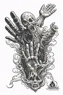 ghost hunting phasmophobia ghosts horror banshee screaming in mirror handprint  tattoo design idea