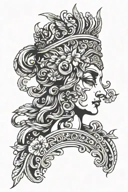 Tattoo in ancient Greek style, tied to mythology, associated with the name Helen tattoo design idea