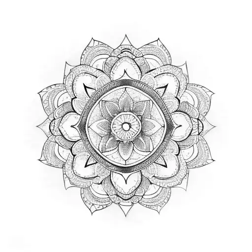 mandala and flowers tattoo design idea