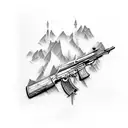 Large AK-47 tattoo design idea