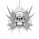 skull and ghost flames tattoo design idea