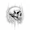 skull and ghost flames tattoo design idea