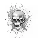 skull and ghost flames tattoo design idea