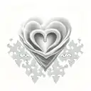 heart puzzle with 5 puzzle pieces tattoo design idea