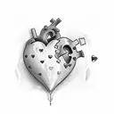 heart with puzzle pieces in side tattoo design idea