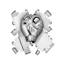 heart with puzzle pieces in side tattoo design idea