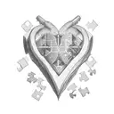 heart with puzzle pieces in side tattoo design idea