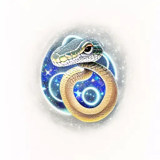 snake with Galaxy Print with dotwork tattoo design idea