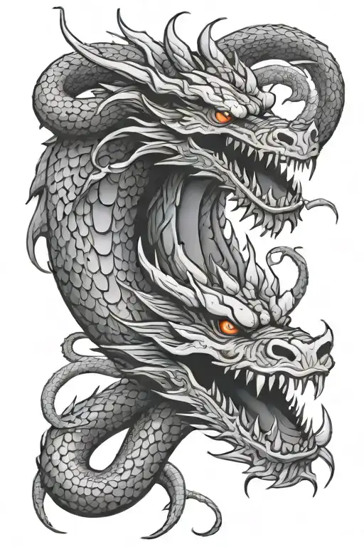 Evil dragon flowing downward like a snake with no wings tattoo design idea