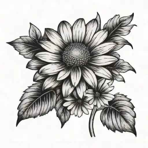 April birth flower Daisy tattoo design idea
