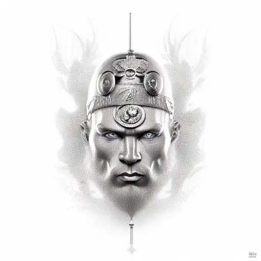 self made man statue carving tattoo design idea