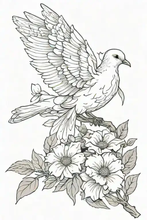 dove flower  tattoo design idea