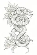 Snake with roses but the spikes hurt the snake  tattoo design idea