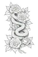 Snake with roses but the spikes hurt the snake  tattoo design idea