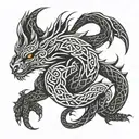 celtic dragon sleeping  tattoo design idea