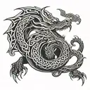 celtic dragon sleeping  tattoo design idea