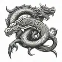 celtic dragon sleeping  tattoo design idea