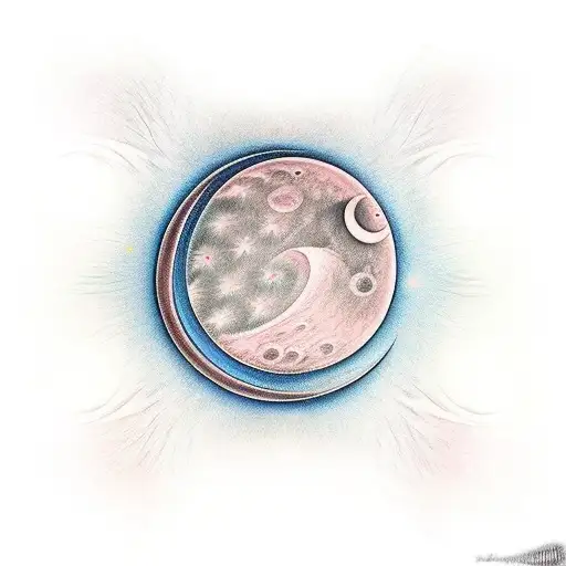 waning crescent moon crying for an unborn baby tattoo design idea
