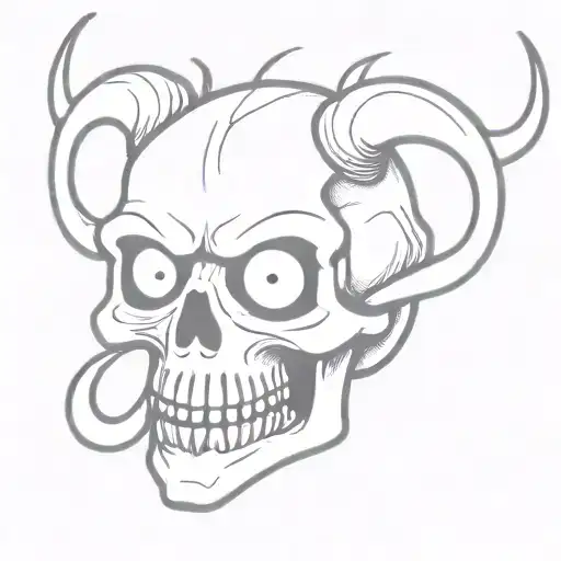 skull with eyes and horns and fangs tattoo design idea